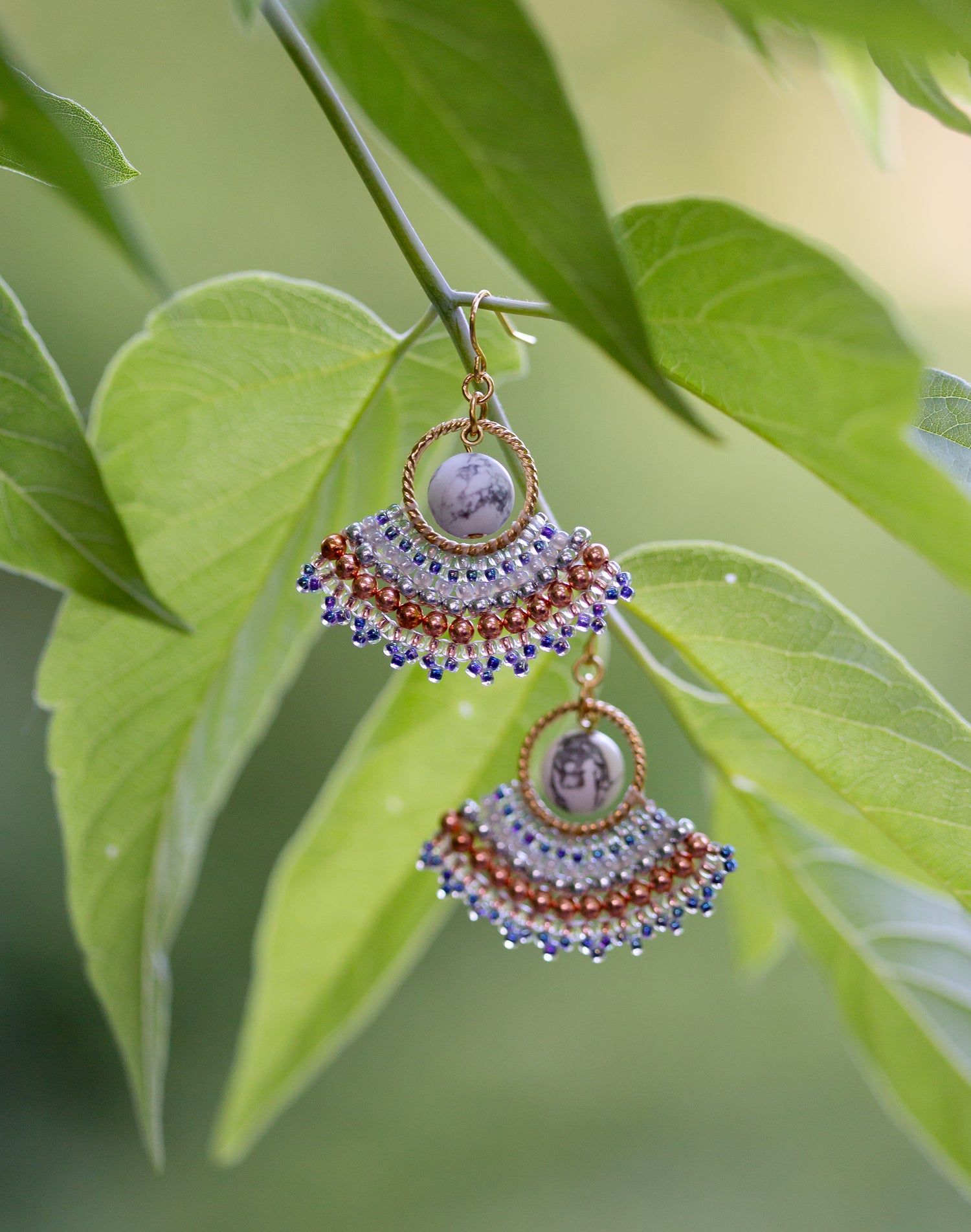 Blooming Moons - Beaded Hoops