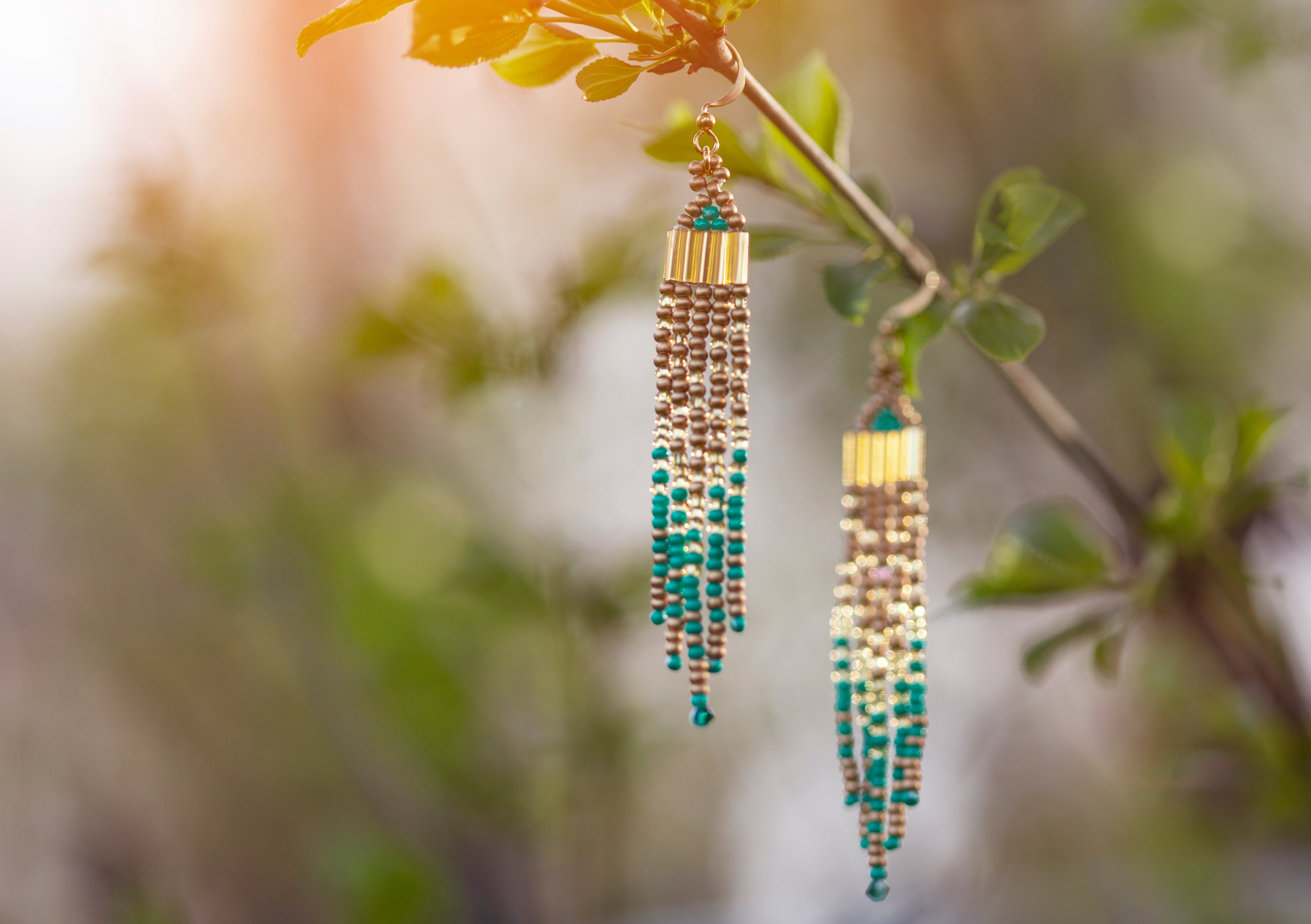 Golden Moss - Beaded Fringe