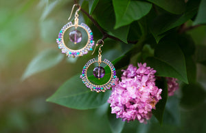 Flower Moon - Beaded Hoop Earrings