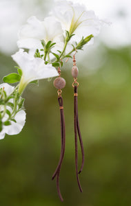 Birch Moonstone - Leather Earrings