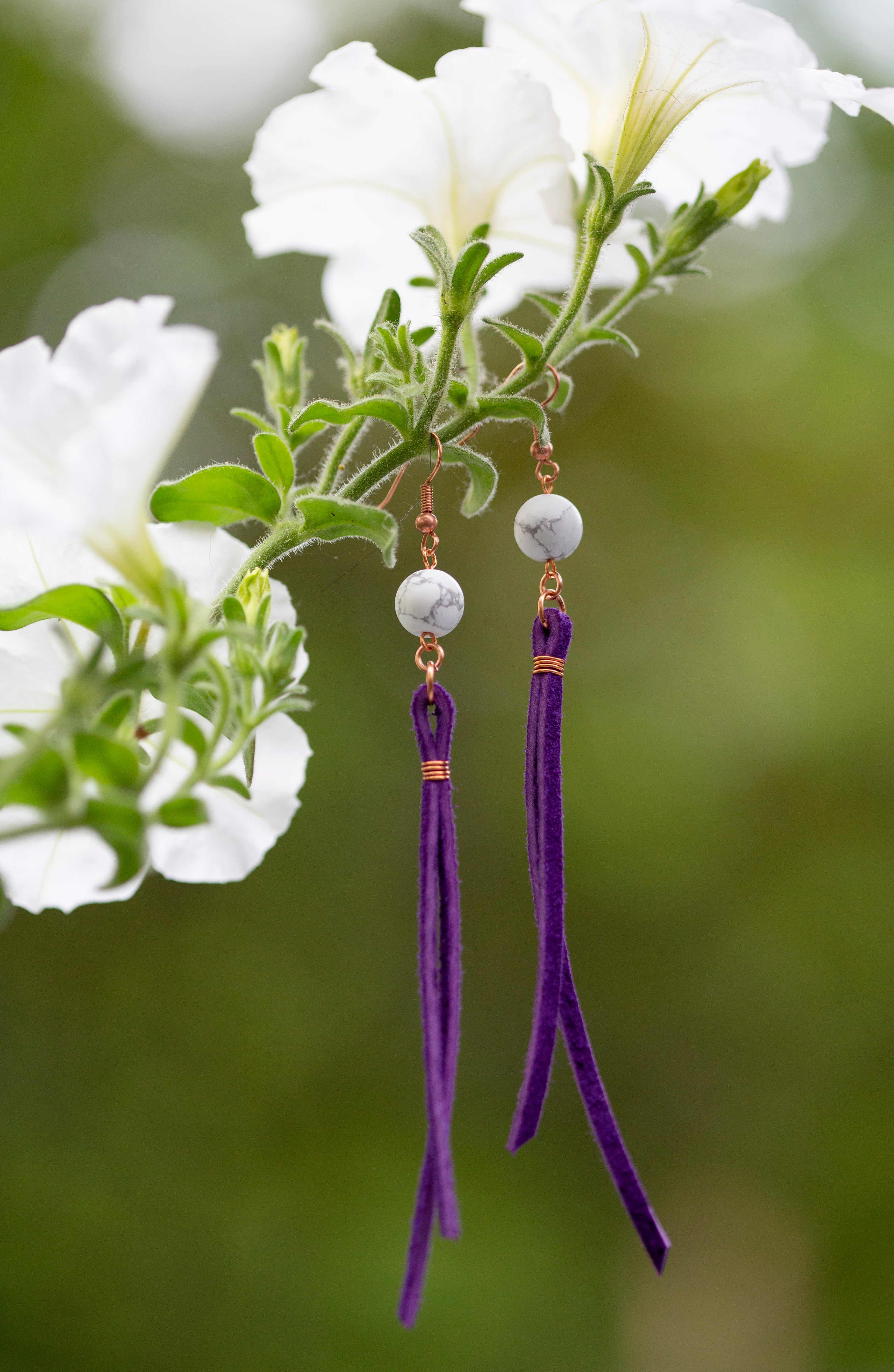 Howlite Moon Roots - Leather Fringe