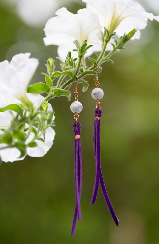 Howlite Moon Roots - Leather Fringe