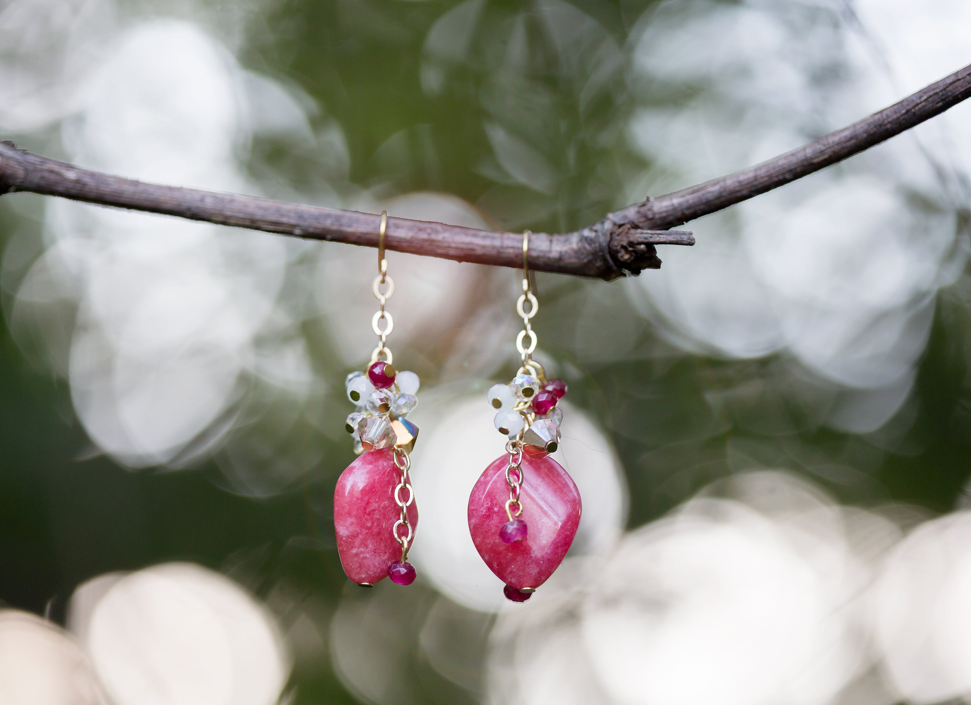 Pebbles by the Pond - Strawberry Gemstone Earrings