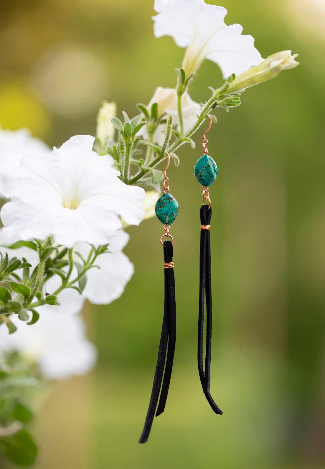 Turquoise Cattail - Leather Fringe