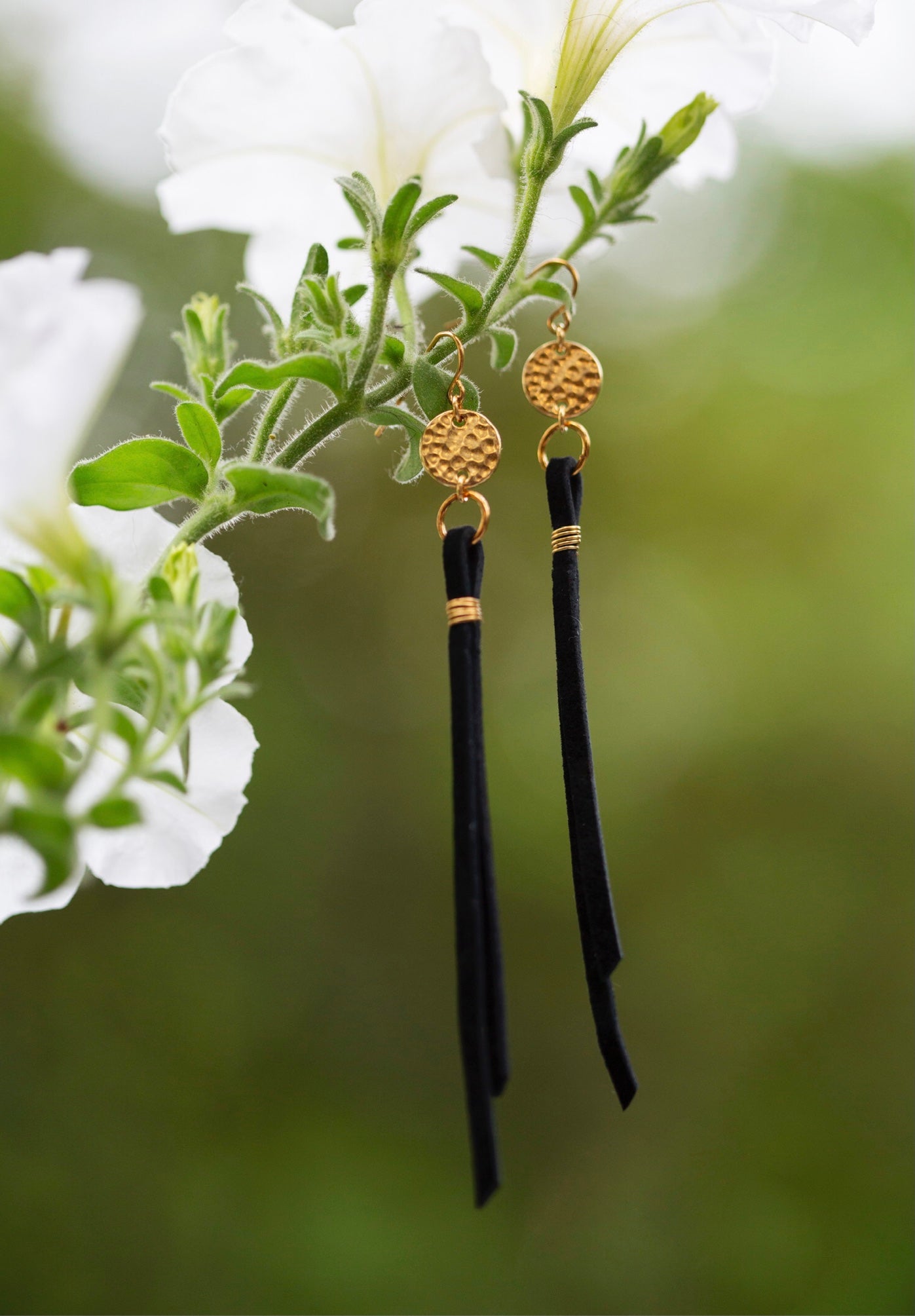 Gold Moon Roots - Leather Earrings