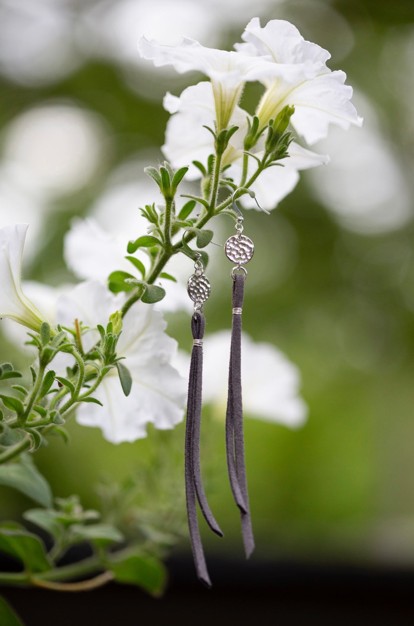 Silver Moon Roots - Leather Earrings