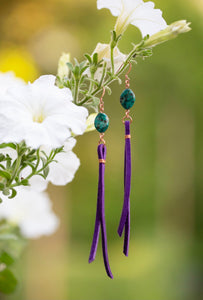 Turquoise Cattail - Leather Fringe